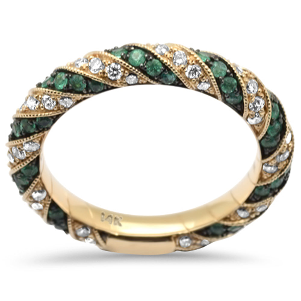GEMSTONE CLOSEOUT !  .61ct G SI 14K Yellow Gold Emerald & Diamond Ring Band Size 6.5