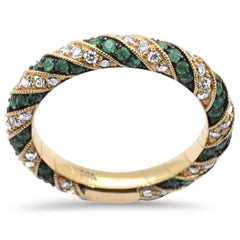 GEMSTONE CLOSEOUT !  .61ct G SI 14K Yellow Gold Emerald & Diamond Ring Band Size 6.5