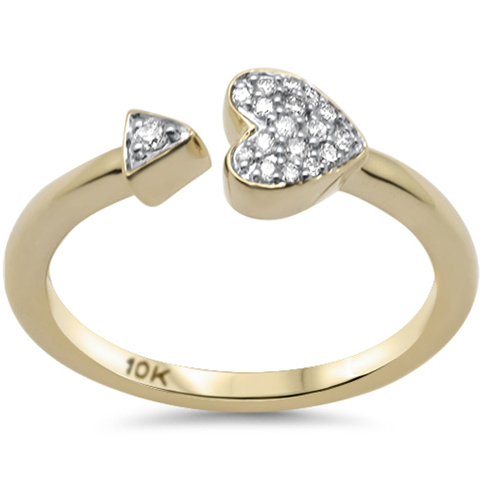 .11ct G SI 10K Yellow Gold Diamond Heart & Arrow Open Ring Band Size 6.5