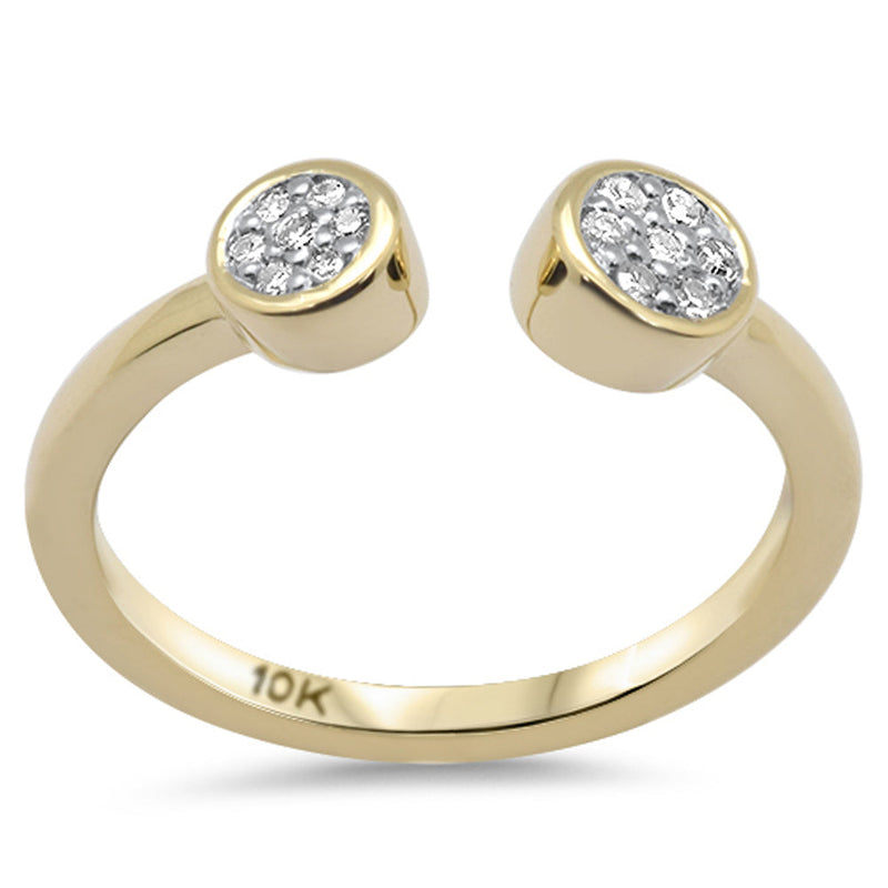 .09ct G SI 10K Yellow Gold Round Diamond Open Ring Band Size 6.5