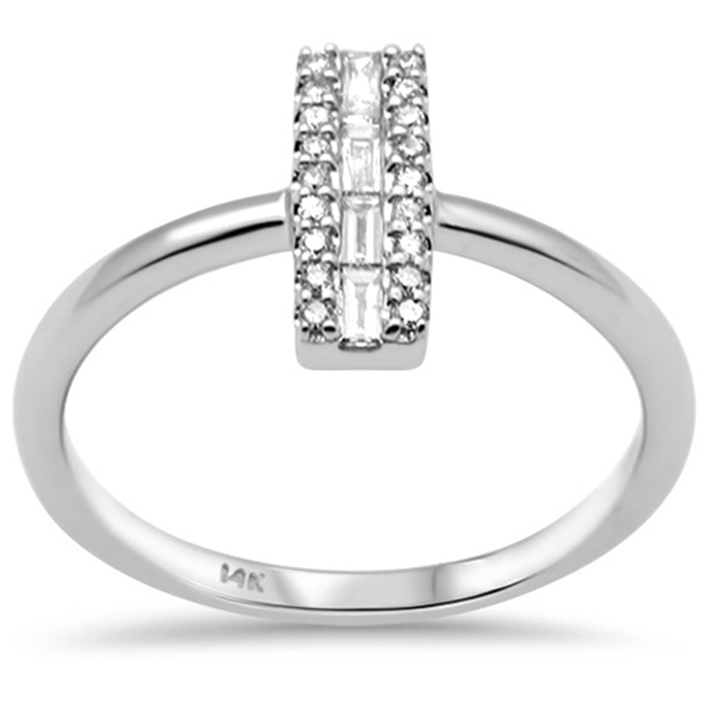 SPECIAL! .17ct G SI 14K White Gold Diamond Round & Baguette Ring Band Size 6.5