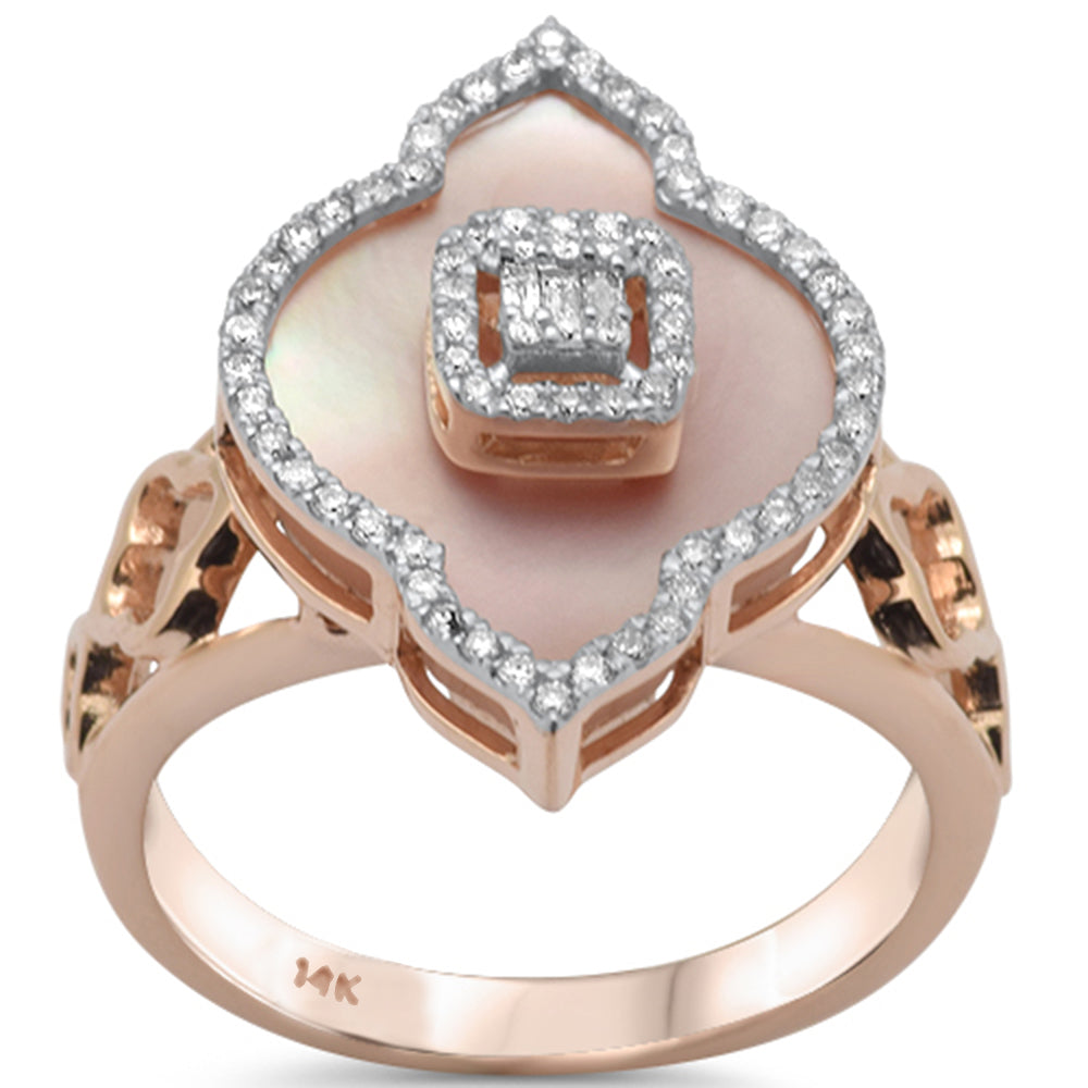 CLOSEOUT! 3.82ct G SI 14K Rose Gold Diamond Pink Mother of Pearl Ring