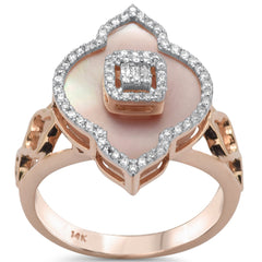CLOSEOUT! 3.82ct G SI 14K Rose Gold Diamond Pink Mother of Pearl Ring