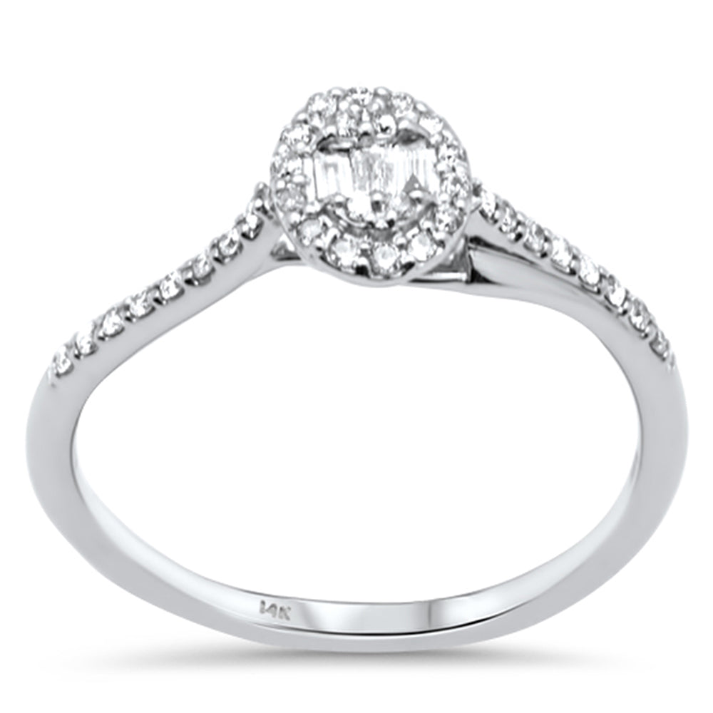 SPECIAL! .20ct G SI 14K White Gold Round & Baguette Diamonds Engagement Band Ring Size 6.5