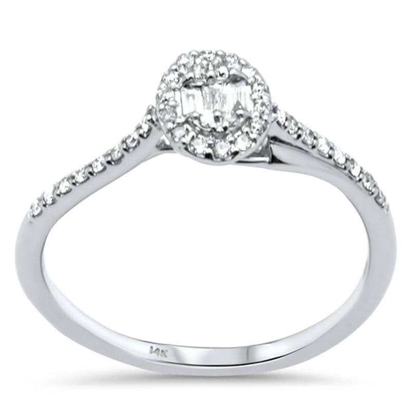 SPECIAL! .20ct G SI 14K White Gold Round & Baguette Diamonds Engagement Band Ring Size 6.5