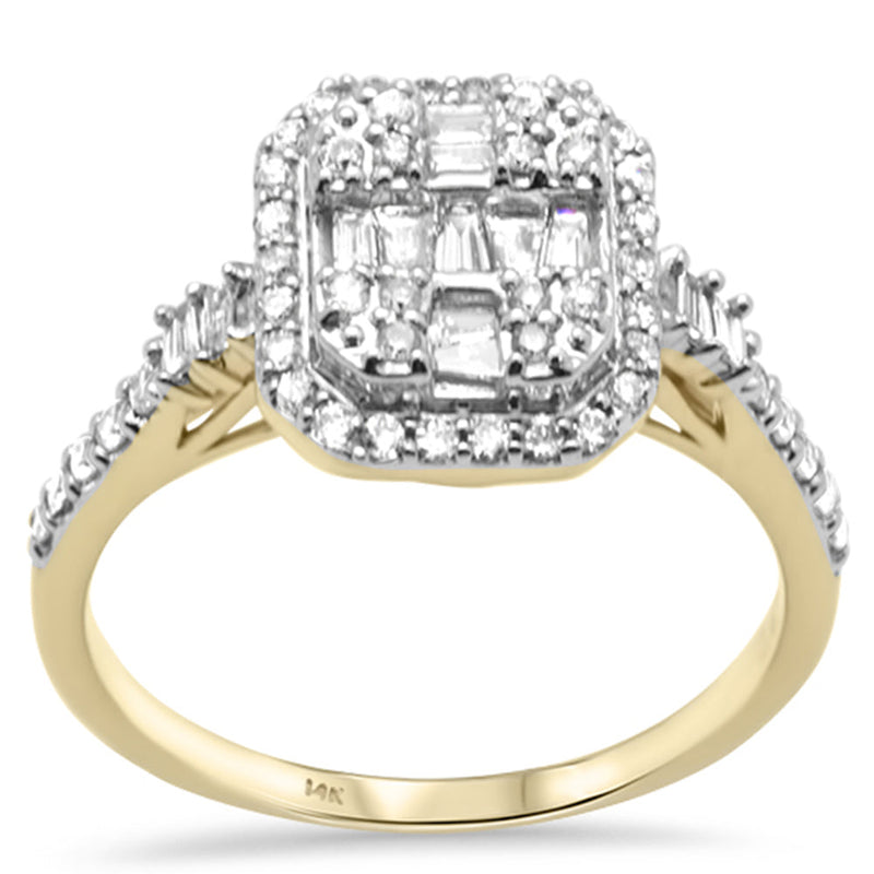 SPECIAL! .47ct G SI 14K Yellow Gold Diamond Round & Baguette Engagement Ring Size 6.5