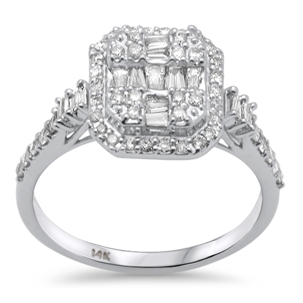 SPECIAL! .49ct G SI 14K White Gold Round & Baguette Diamond Engagement Ring Size 6.5