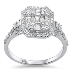 SPECIAL! .49ct G SI 14K White Gold Round & Baguette Diamond Engagement Ring Size 6.5