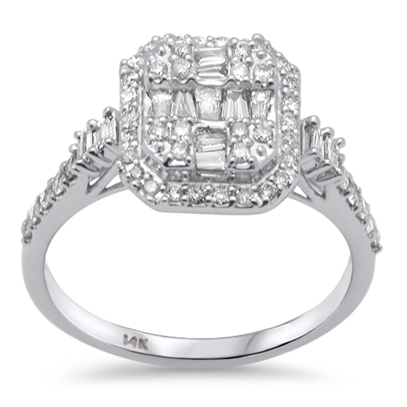 SPECIAL! .49ct G SI 14K White Gold Round & Baguette Diamond Engagement Ring Size 6.5