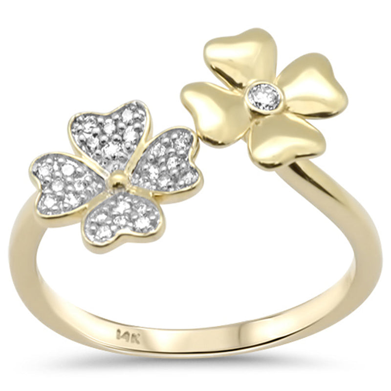 SPECIAL!.14ct G SI 14K Yellow Gold Diamond Flowers Band Ring Size 6.5