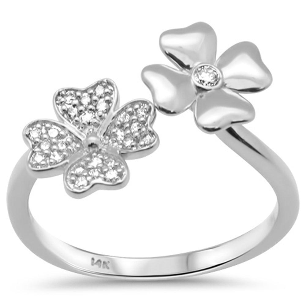 DIAMOND CLOSEOUT!  .14ct G SI 14K White Gold Diamond Flowers Band Ring Size 6.5