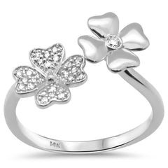 DIAMOND CLOSEOUT!  .14ct G SI 14K White Gold Diamond Flowers Band Ring Size 6.5