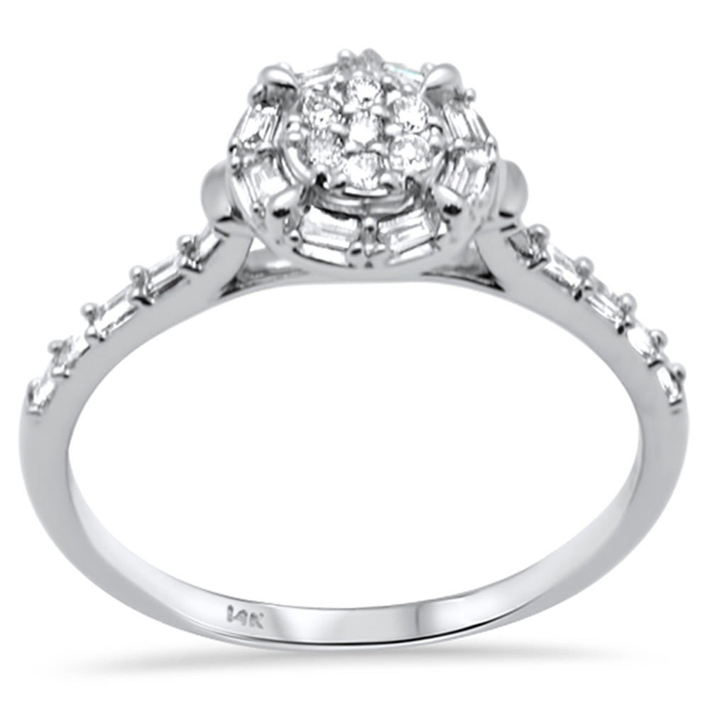 SPECIAL! .20ct G SI 14K White Gold Round & Baguette Diamonds Engagement Ring Size 6.5