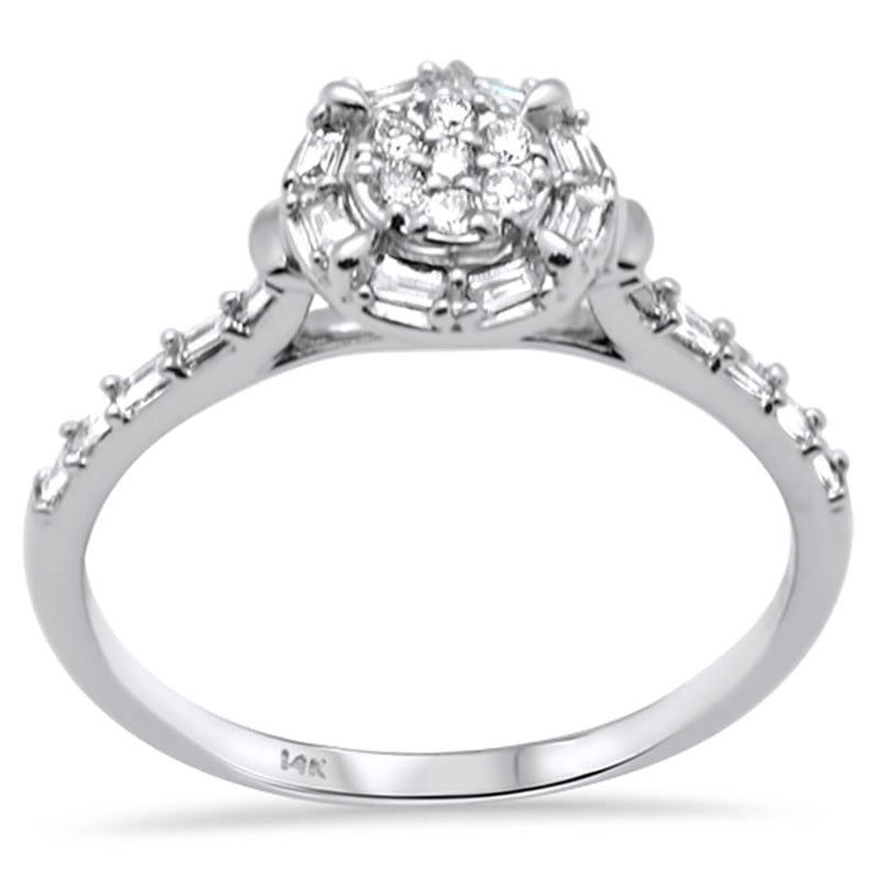SPECIAL! .20ct G SI 14K White Gold Round & Baguette Diamonds Engagement Ring Size 6.5
