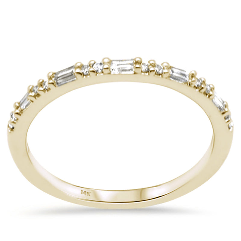 SPECIAL! .17ct G SI 14K Yellow Gold Round & Baguette Diamonds Band Ring Size 6.5