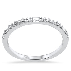 SPECIAL! .17ct G SI 14K White Gold Round & Baguette Diamonds Ring Band Size 6.5