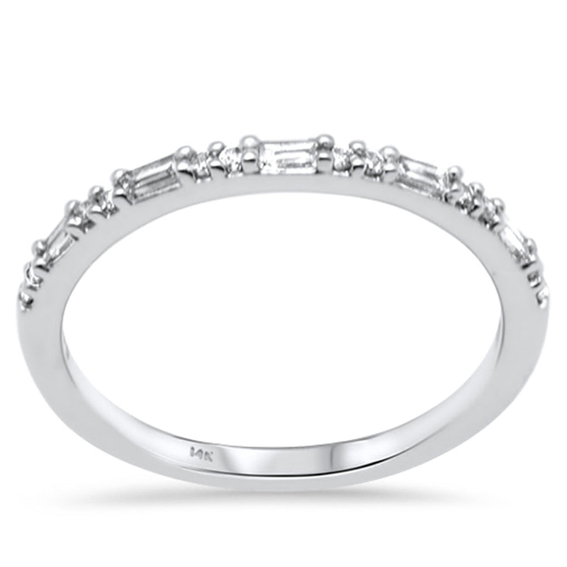 SPECIAL! .17ct G SI 14K White Gold Round & Baguette Diamonds Ring Band Size 6.5