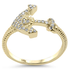 SPECIAL! .15ct G SI 14K Yellow Gold Diamond Anchor Band Ring Size 6.5