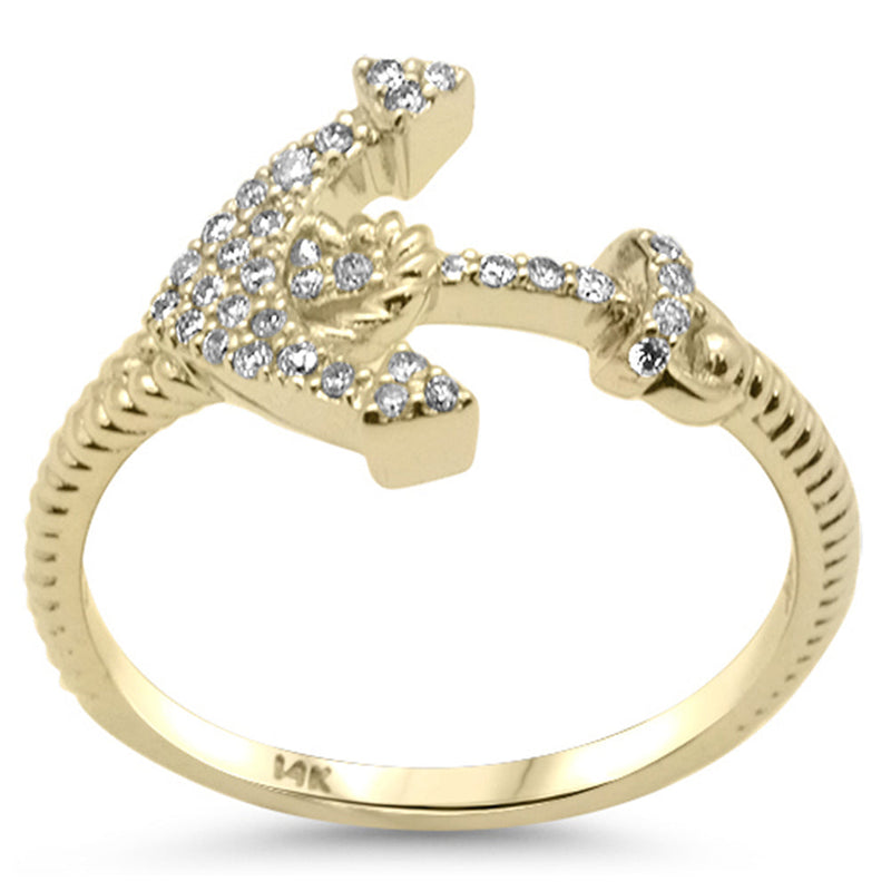 SPECIAL! .15ct G SI 14K Yellow Gold Diamond Anchor Band Ring Size 6.5