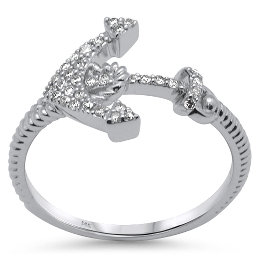 SPECIAL! .15ct G SI 14K White Gold Diamond Anchor Band Ring Size 6.5