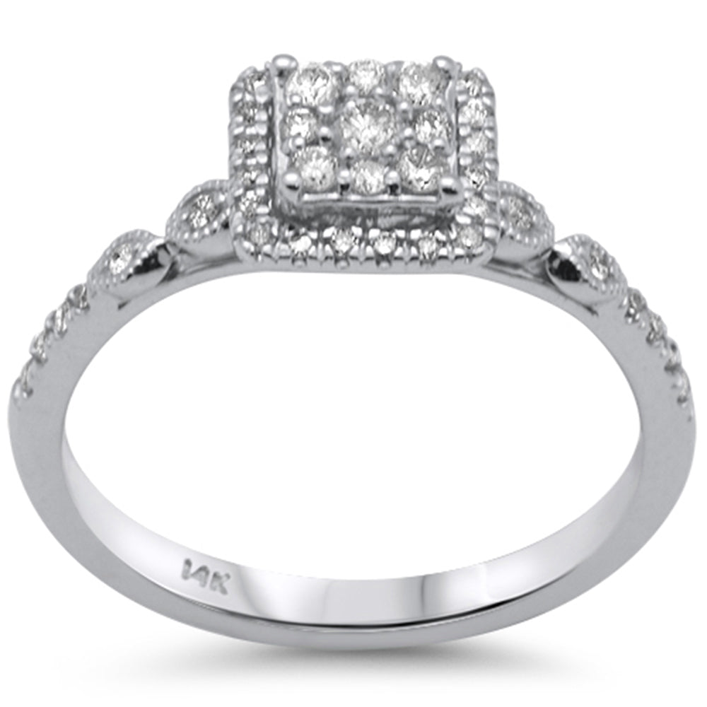 SPECIAL! .32ct G SI 14K White Gold Diamond Square Shaped Engagement Ring Size 7