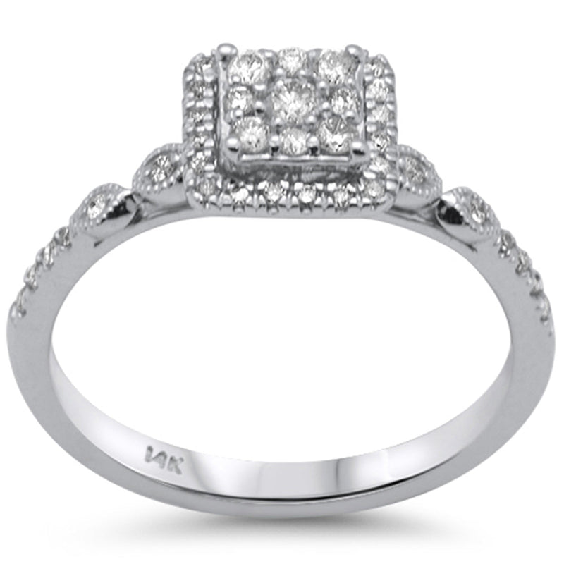 SPECIAL! .32ct G SI 14K White Gold Diamond Square Shaped Engagement Ring Size 7