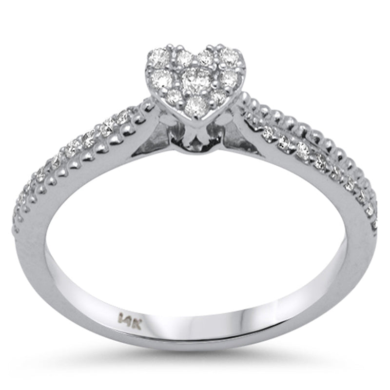 SPECIAL! .23ct G SI 14K White Gold Diamond Heart Shaped Engagement Ring Size 6.5