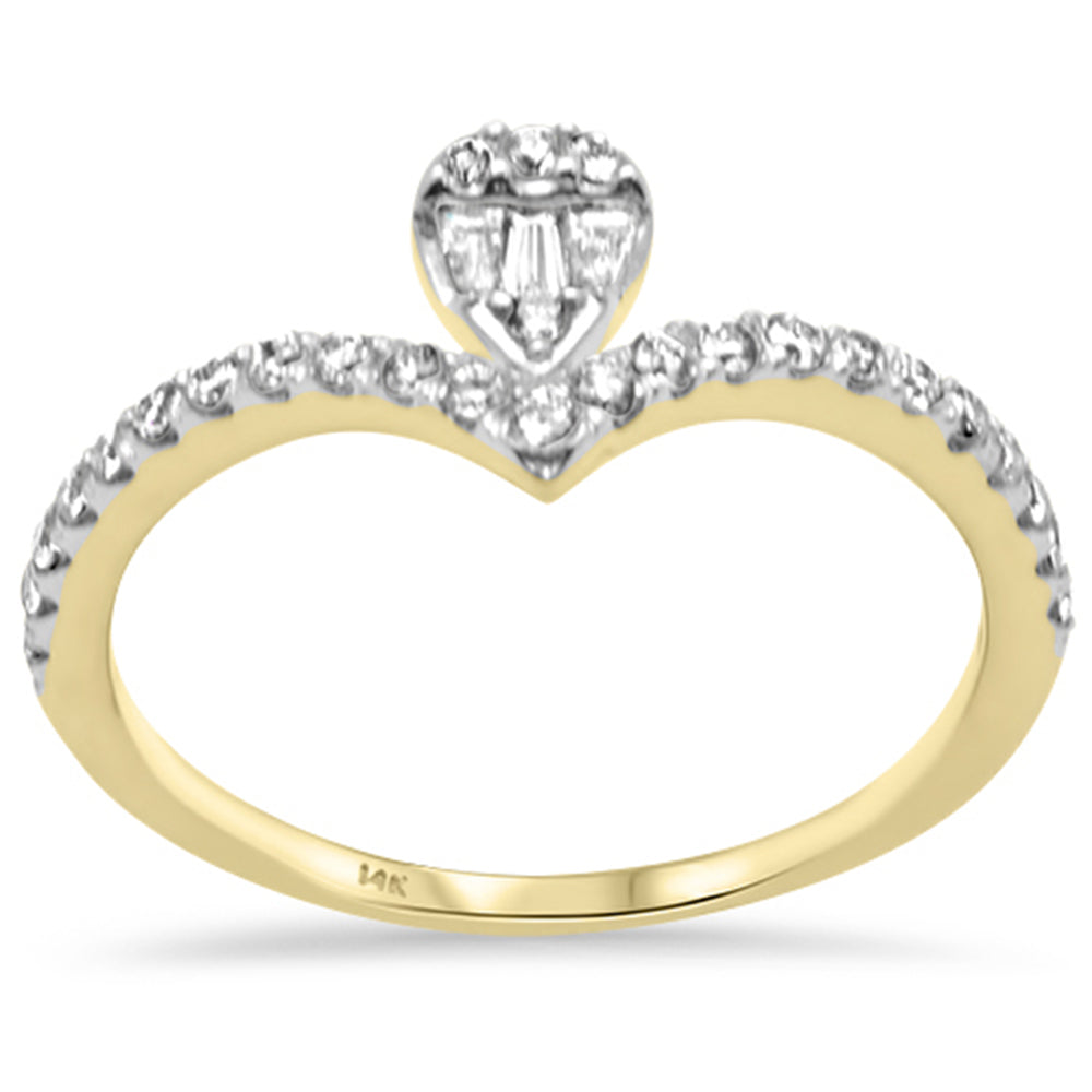 SPECIAL! .34ct G SI 14K Yellow Gold Round & Baguette Diamond Pear Shaped Ring Band Size 6.5