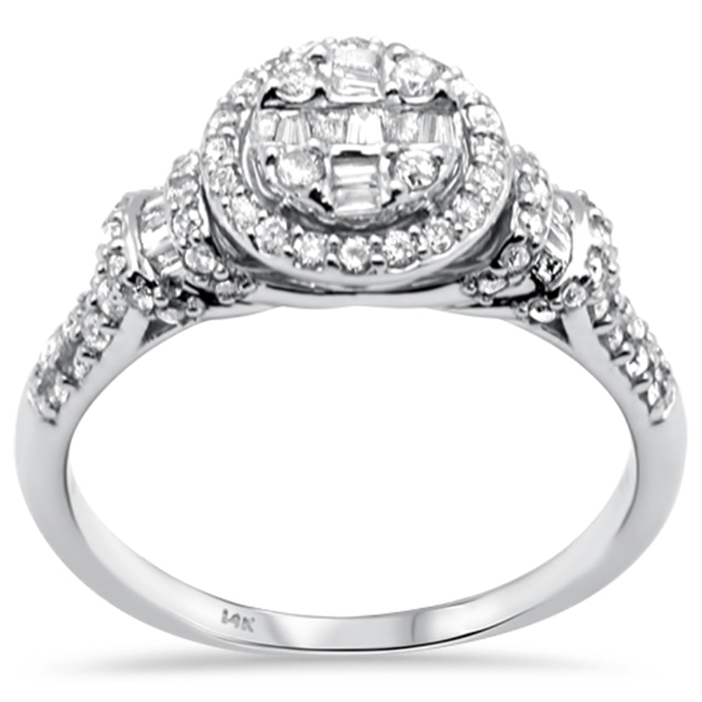 SPECIAL! .66ct G SI 14K White Gold Round Shape with Round & Baguette Diamond Engagement Ring Size 6.5