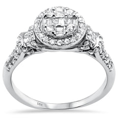 SPECIAL! .66ct G SI 14K White Gold Round Shape with Round & Baguette Diamond Engagement Ring Size 6.5