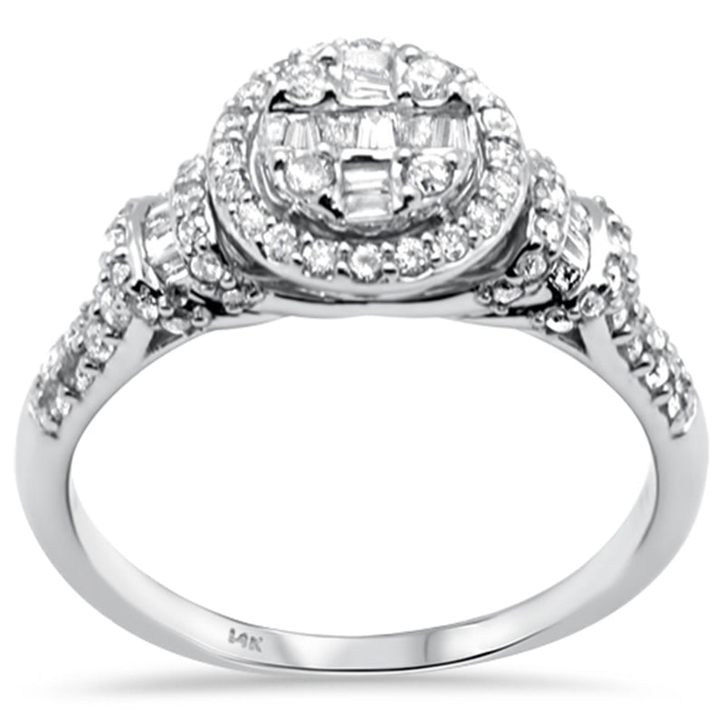 SPECIAL! .66ct G SI 14K White Gold Round Shape with Round & Baguette Diamond Engagement Ring Size 6.5
