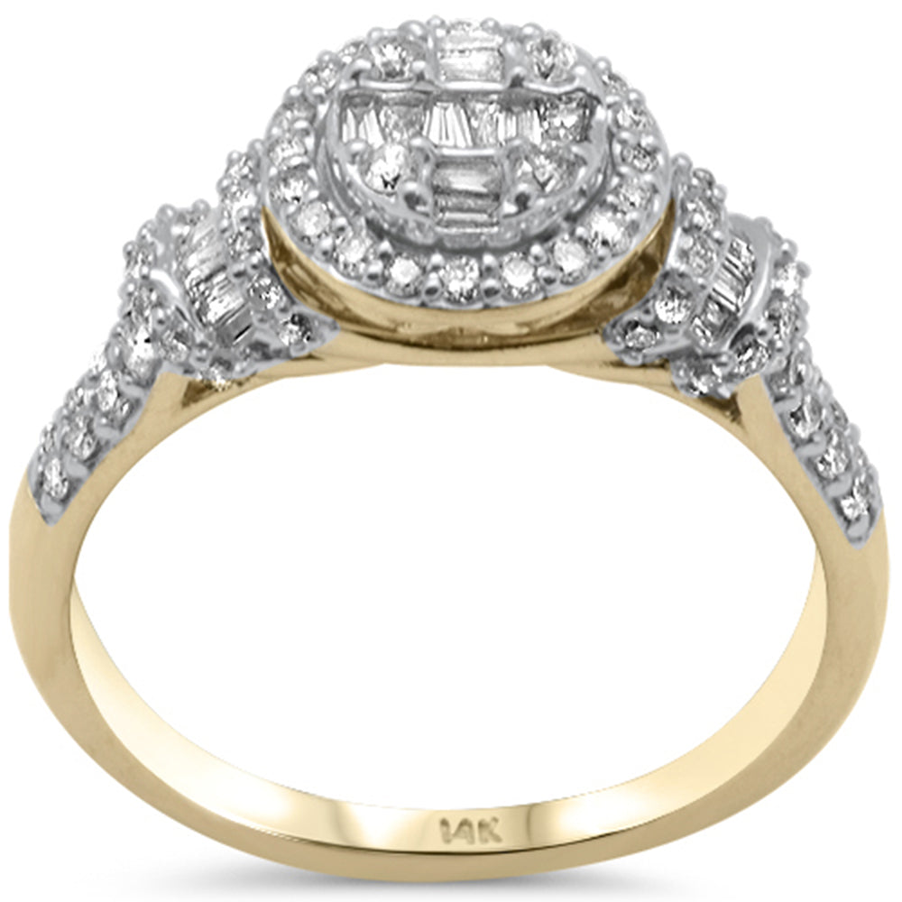 SPECIAL! .68ct G SI 14K Yellow Gold Round & Baguette Diamond Ring Size 6.5