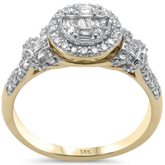 SPECIAL! .68ct G SI 14K Yellow Gold Round & Baguette Diamond Ring Size 6.5