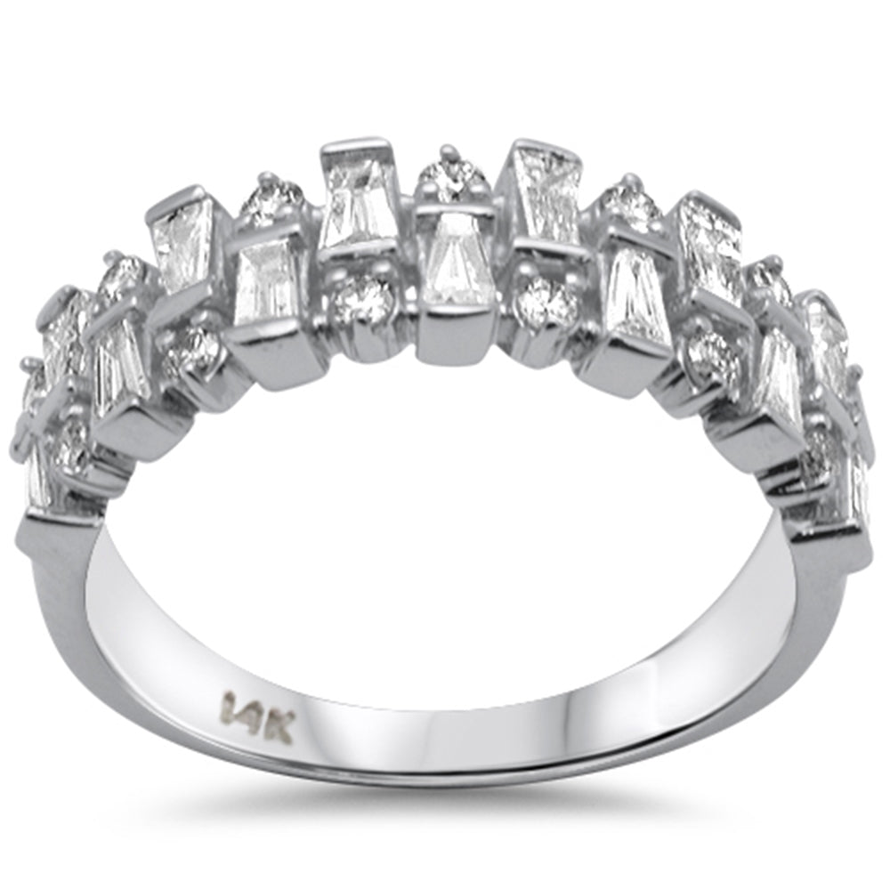 SPECIAL! .75ct G SI 14K White Gold Round & Baguette Diamond Ring Band Size 6.5