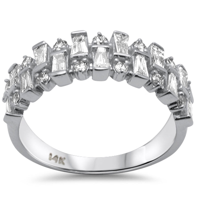SPECIAL! .75ct G SI 14K White Gold Round & Baguette Diamond Ring Band Size 6.5