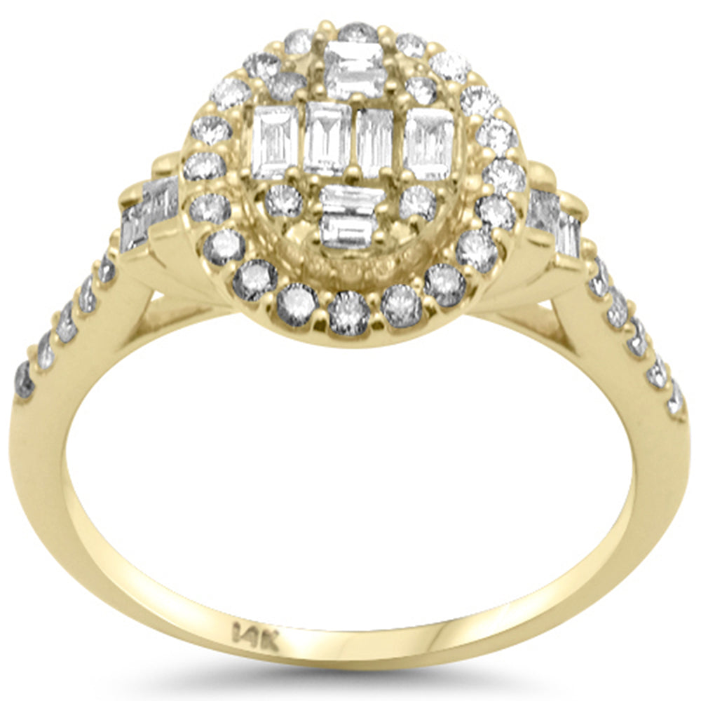 SPECIAL! .66ct G SI 14K Yellow Gold Round & Baguette Diamond Oval Shaped Engagement Ring Size 6.5