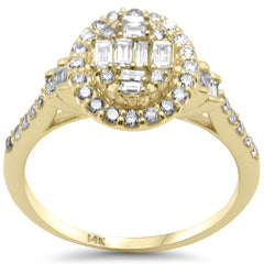 SPECIAL! .66ct G SI 14K Yellow Gold Round & Baguette Diamond Oval Shaped Engagement Ring Size 6.5
