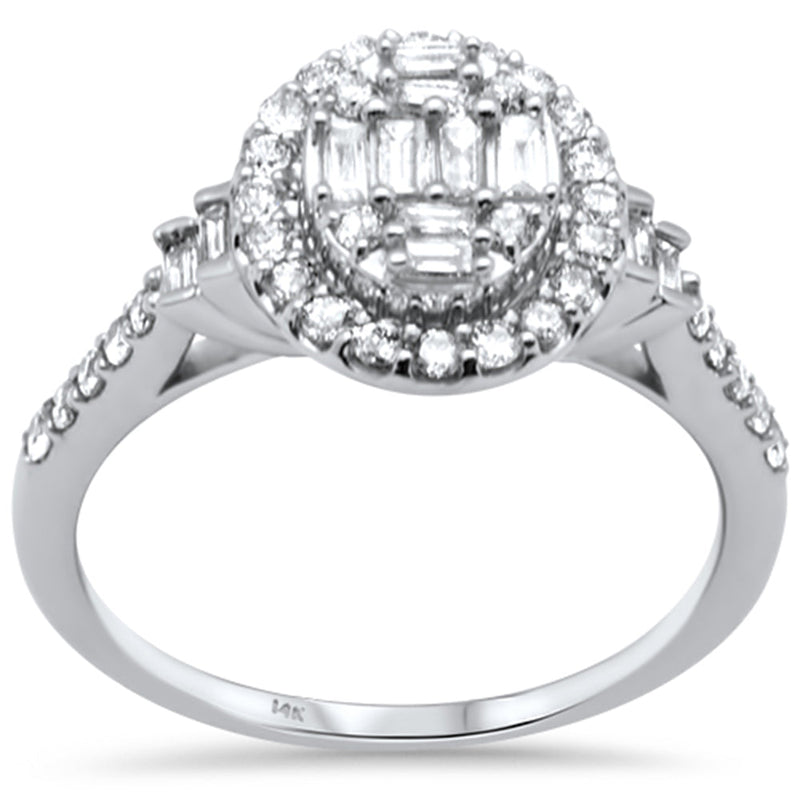 SPECIAL!.62ct G SI 14K White Gold Diamond Round & Baguette Oval Band Ring Size 6.5