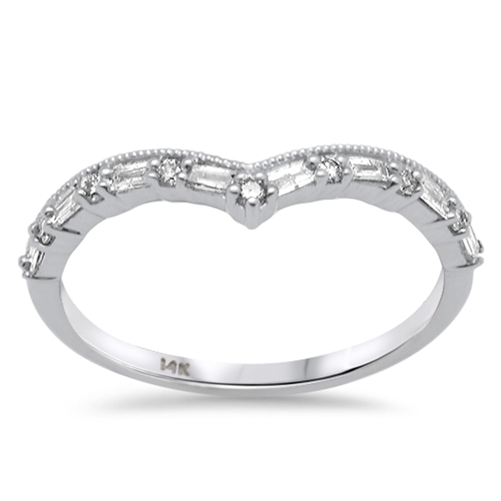 SPECIAL!.22ct G SI 14K White Gold Round & Baguette Diamond Stackable Band Ring Size 6.5