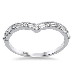 SPECIAL!.22ct G SI 14K White Gold Round & Baguette Diamond Stackable Band Ring Size 6.5