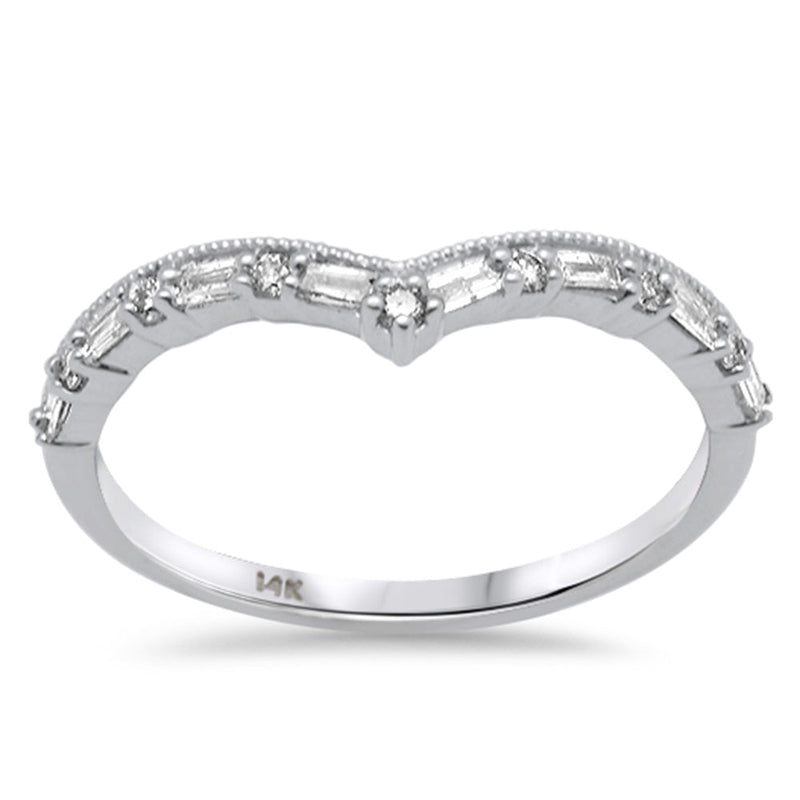 SPECIAL!.22ct G SI 14K White Gold Round & Baguette Diamond Stackable Band Ring Size 6.5