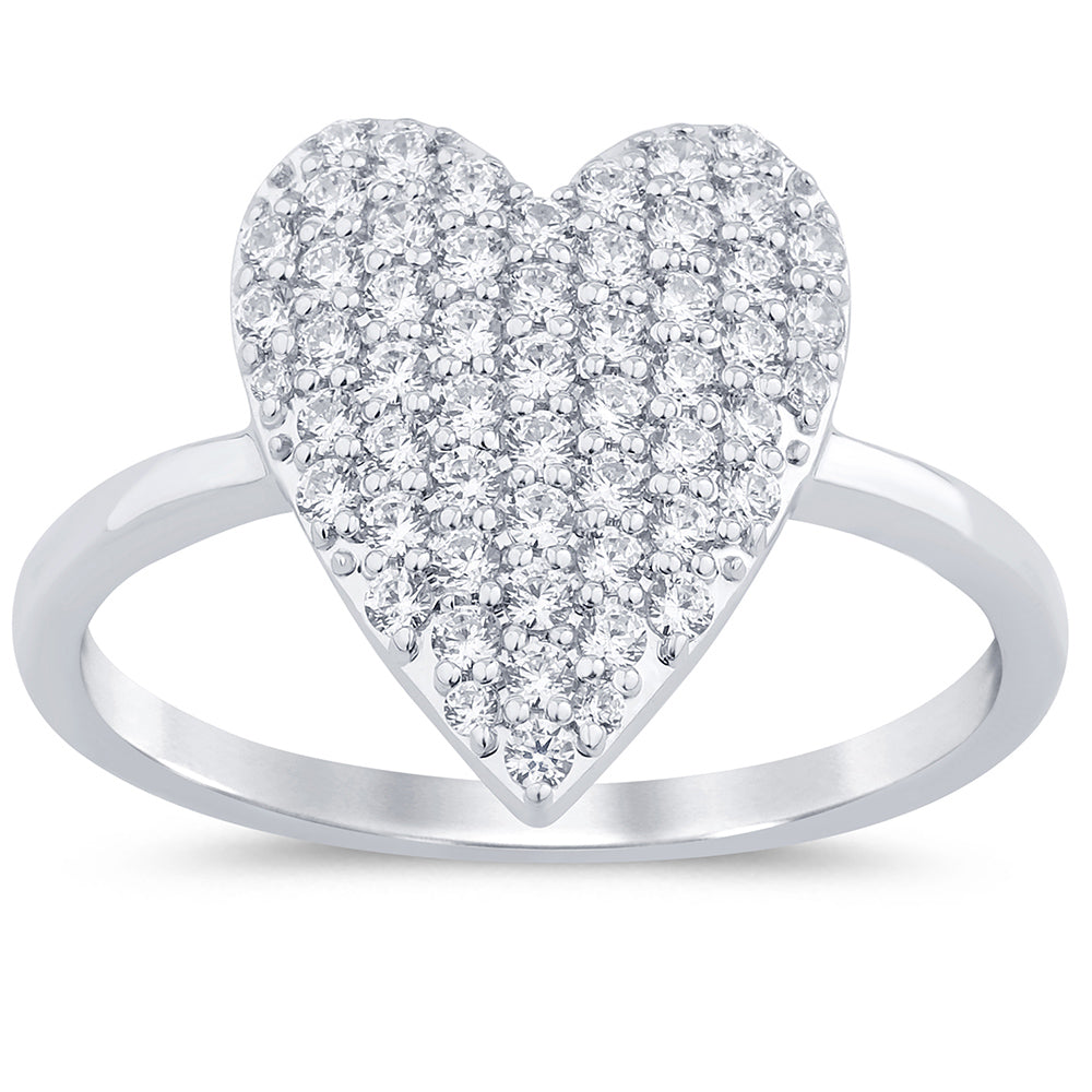 SPECIAL! .56ct G SI 14K White Gold Diamond Heart Shaped Band Ring Size 6.5