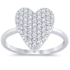 SPECIAL! .56ct G SI 14K White Gold Diamond Heart Shaped Band Ring Size 6.5
