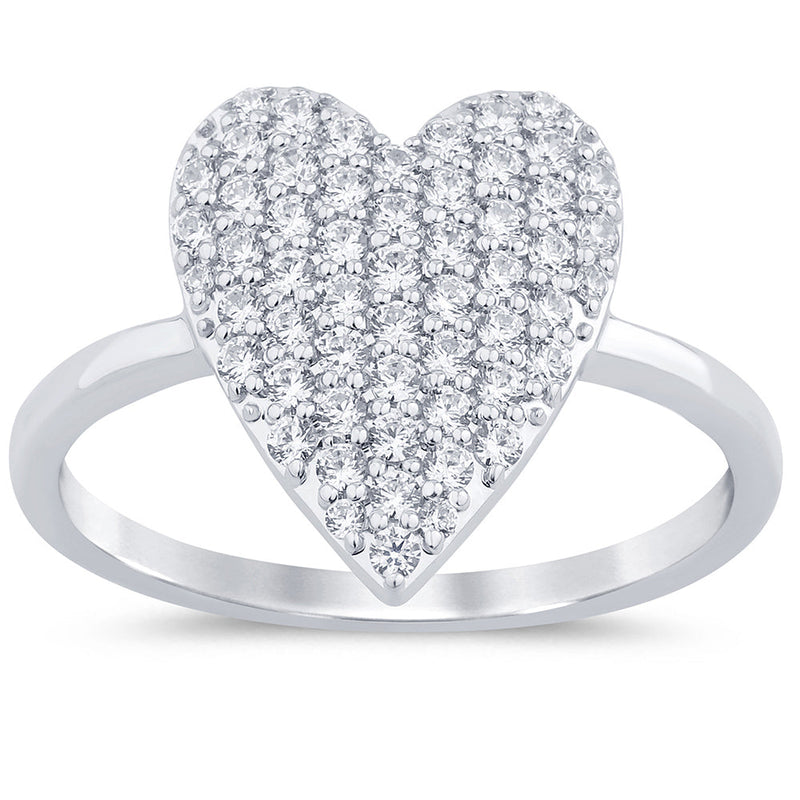 SPECIAL! .56ct G SI 14K White Gold Diamond Heart Shaped Band Ring Size 6.5