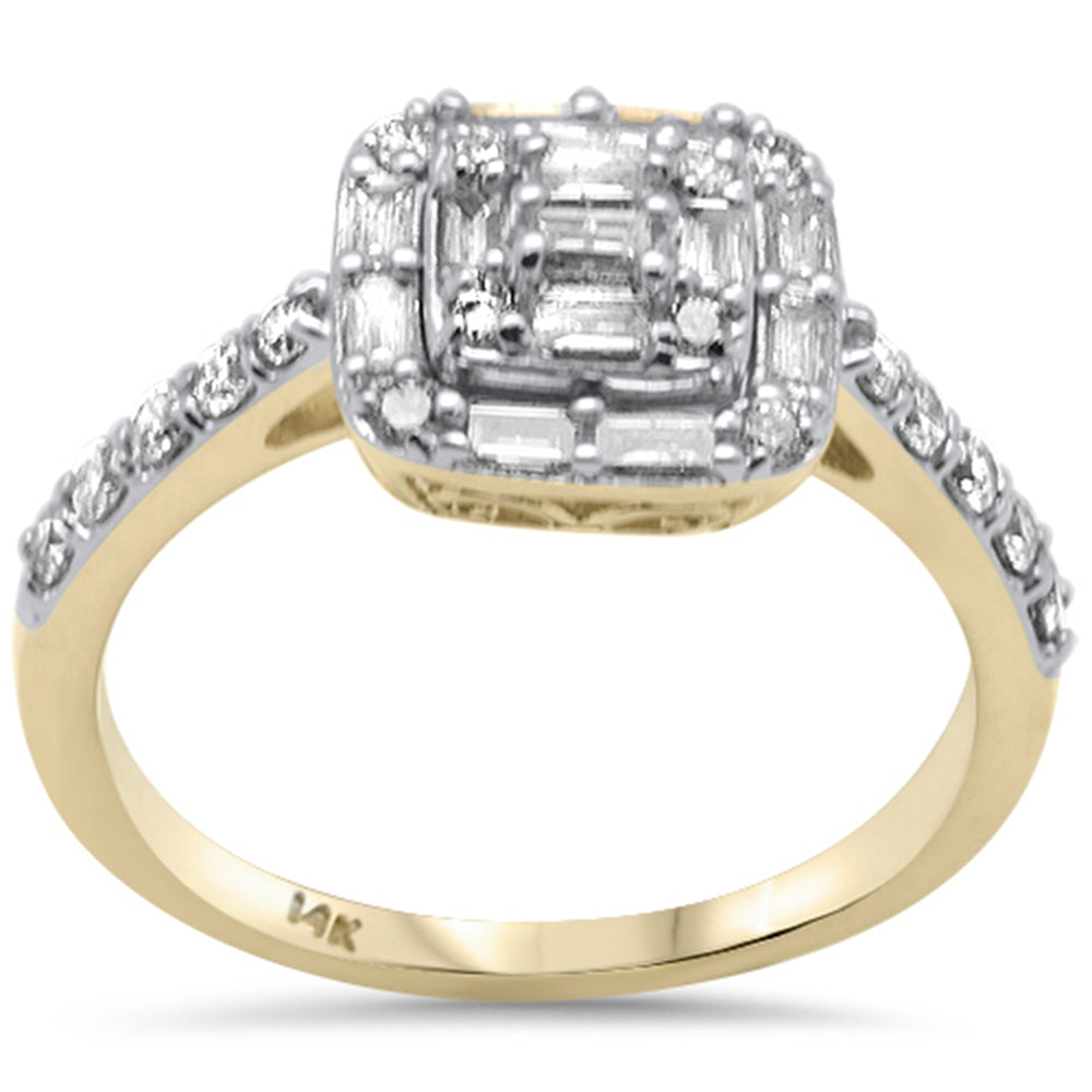 SPECIAL!.65ct G SI 14K Yellow Gold Round & Baguette Diamond Engagement Ring Size 6.5