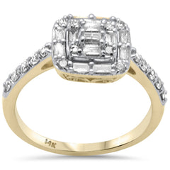 SPECIAL!.65ct G SI 14K Yellow Gold Round & Baguette Diamond Engagement Ring Size 6.5