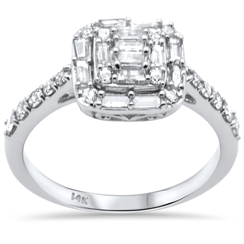 SPECIAL!.60ct G SI 14K White Gold Diamond Round & Baguette Ring Size 6.5