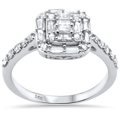 SPECIAL!.60ct G SI 14K White Gold Diamond Round & Baguette Ring Size 6.5