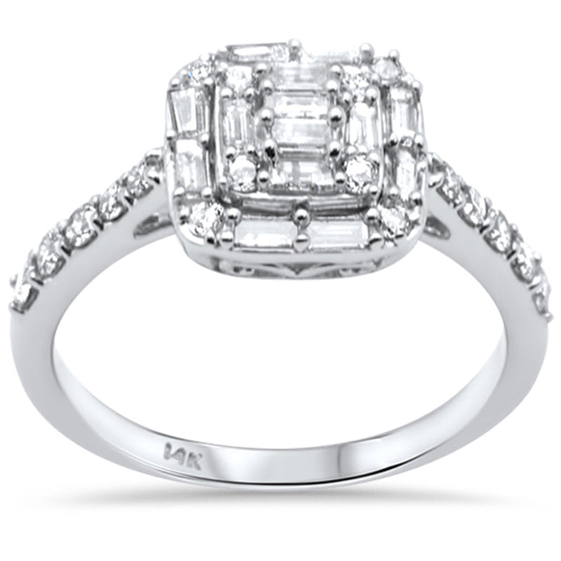 SPECIAL!.60ct G SI 14K White Gold Diamond Round & Baguette Ring Size 6.5