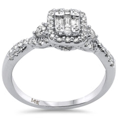 SPECIAL! .50ct G SI 14K White Gold Round & Baguette Diamond Engagement Ring Size 6.5